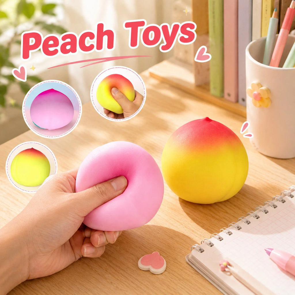 Realistic Fake Peach Soft Slow-rising Sensory Play Fun Toys Daily Stress Relieve Fidget Toy for Adult Creative Party Decoration Qme