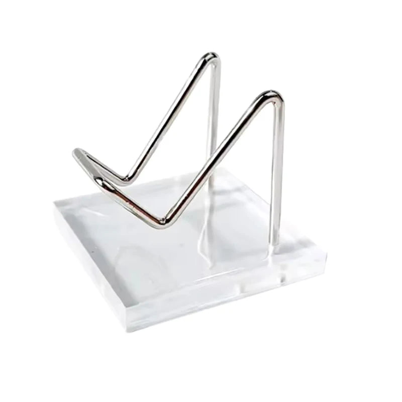 Metal Mineral Display Stand Acrylic Base Crystal Jewelry Stone Shelf Qme Silver-S