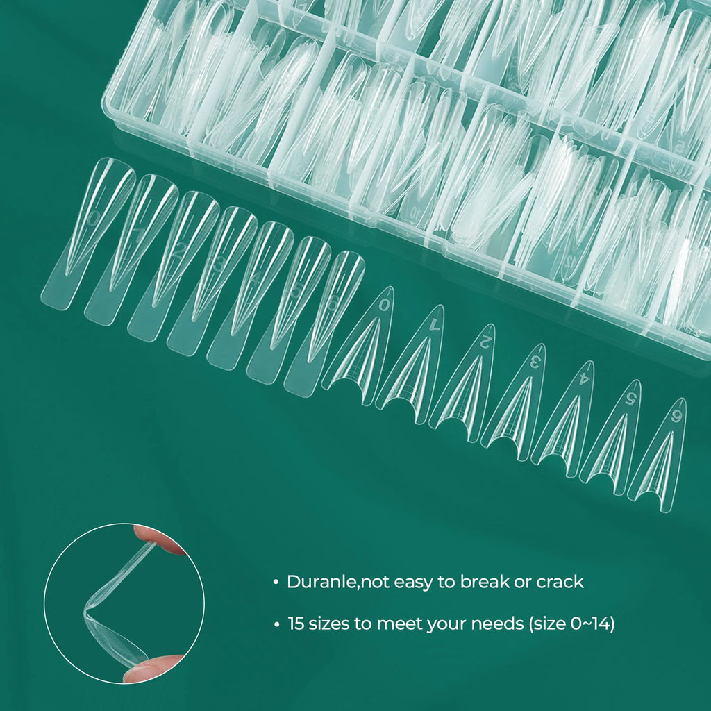 Nailpop 120 Stiletto Dual Forms Nail Sandwich 15 Shapes Clear Molds Qme