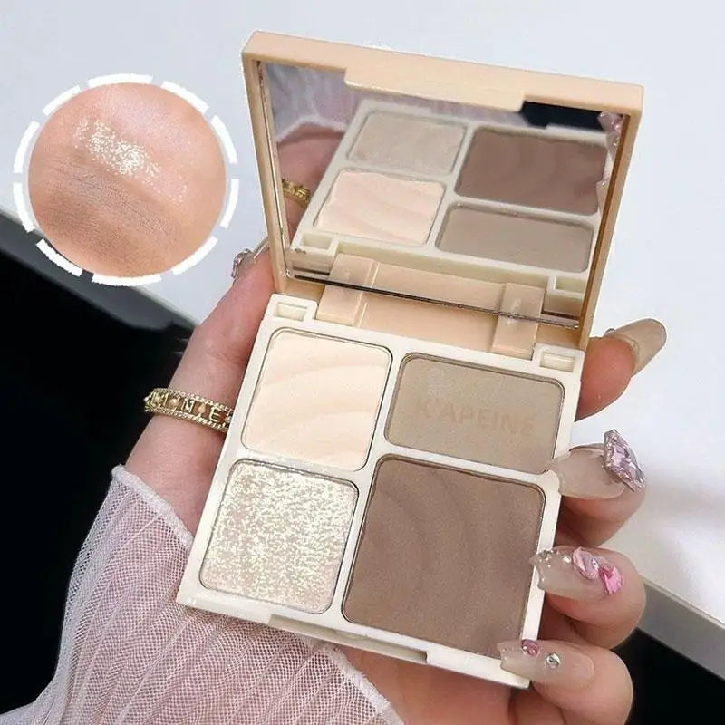 4-Colors Highlight Contour Palette Mirror Matte Highlighter Natural Qme 01