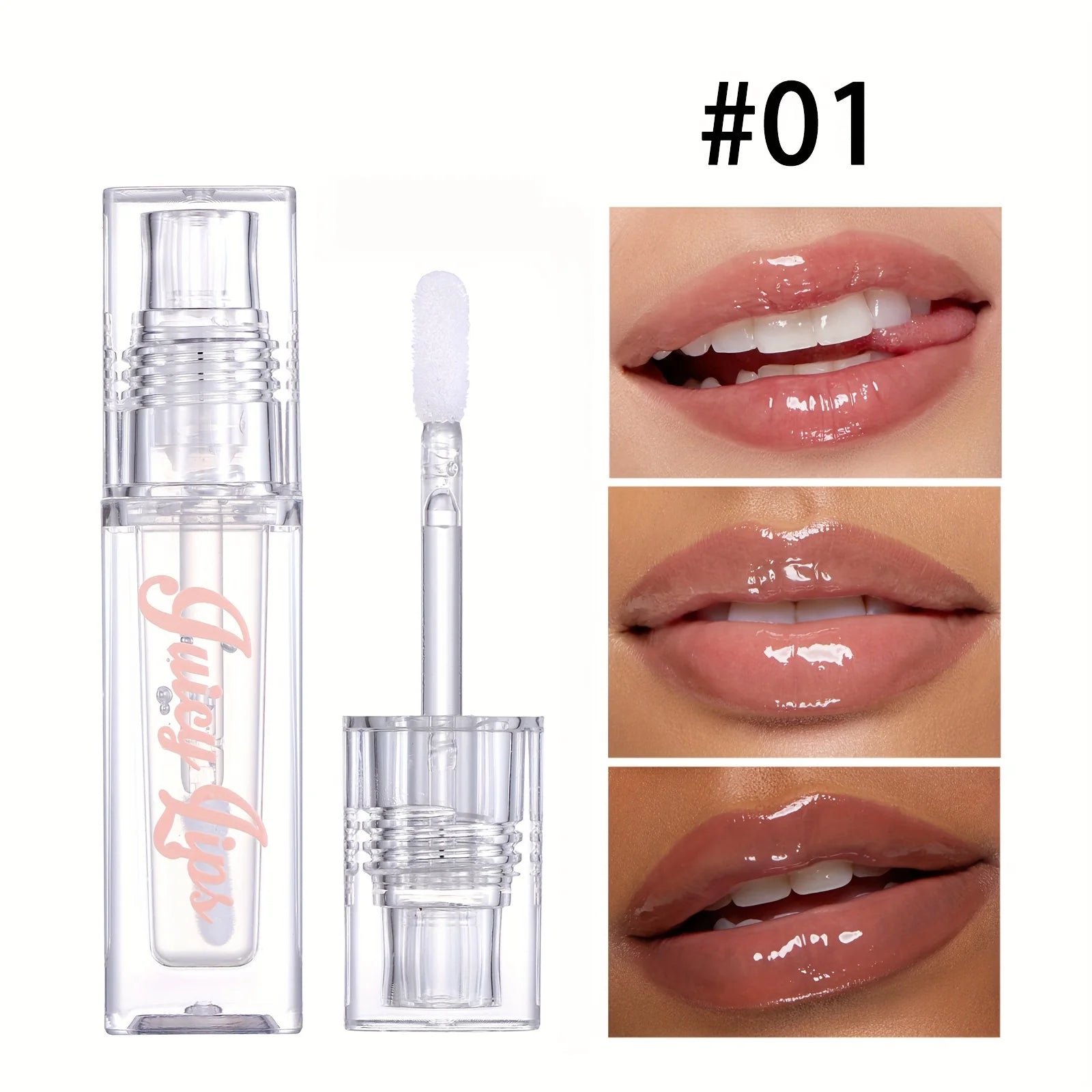Hydrating Crystal Lip Oil - Plumping & Moisturizing Gloss with Tinted Shades for All Skin Types Qme 01