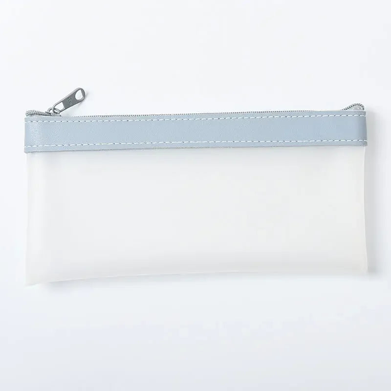 Frosted Transparent Pencil Case, High Appearance Waterproof Haze Blue Pink Pencil Box, Kawaii School Stationery Organizer Qme Haze blue