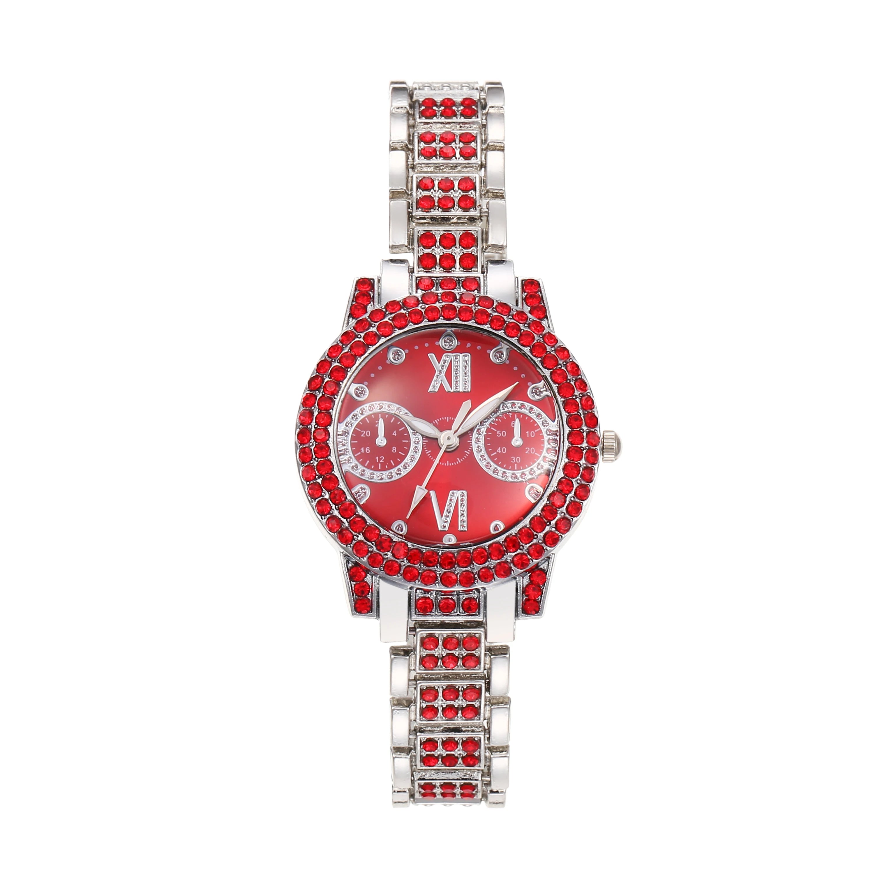 Glam Pink Crystal Rhinestone Gold Ladies Quartz Watch, Full Diamond Stainless Steel Band Multifunctional Dress Wrist Watch for Qme