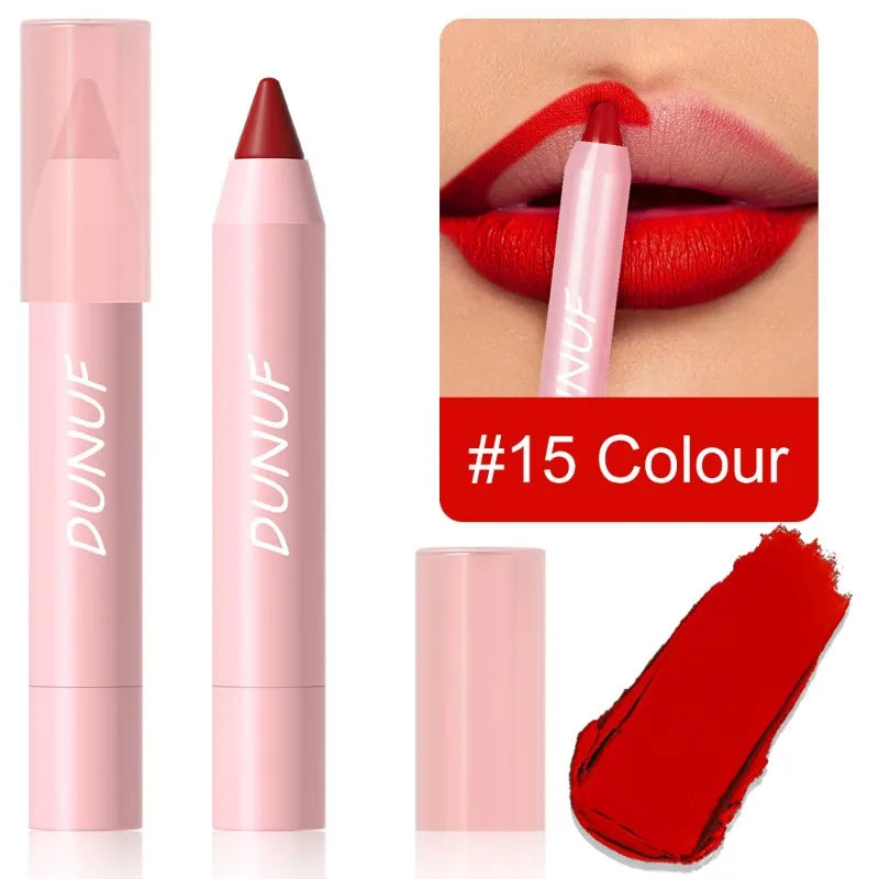 18 Colors Matte Lipstick Pen Soft Silky Velvet Lip Liner Pencil Sexy Full Color Lip Crayon Waterproof Lasting Beauty Maquillaje Qme 15