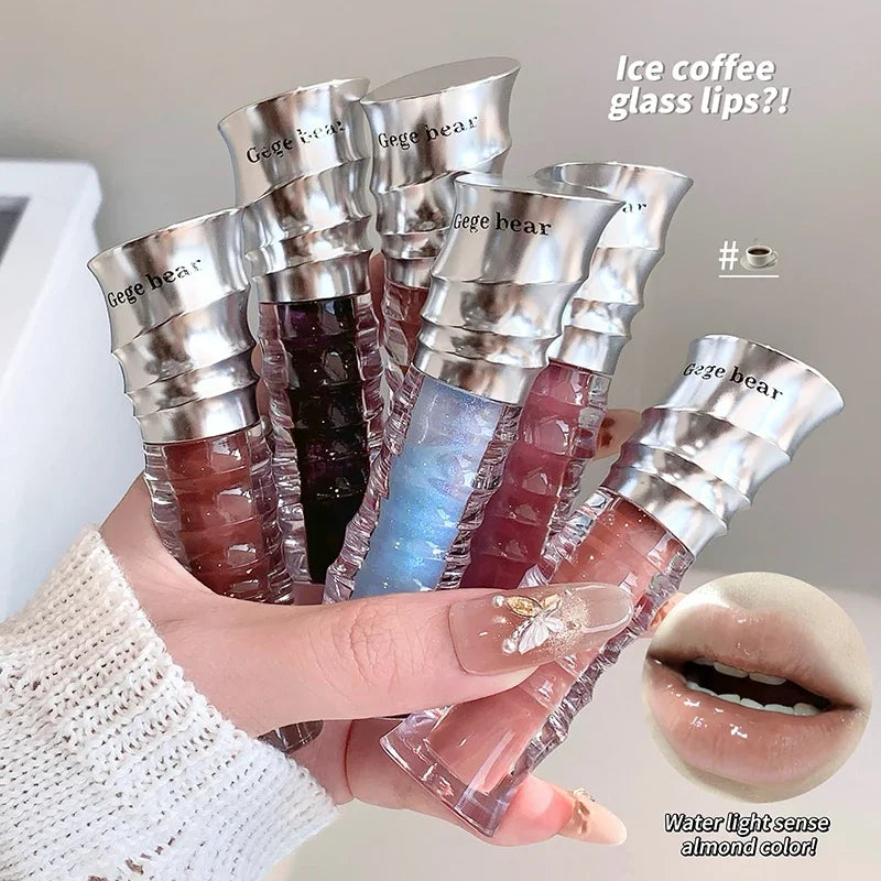 Fashion Shell Lip Gloss Long-lasting Hydrating Jelly Lip Oil Waterproof Non-fading Mirror Shimmer Blue Almond Lip Gloss Cosmetic Qme