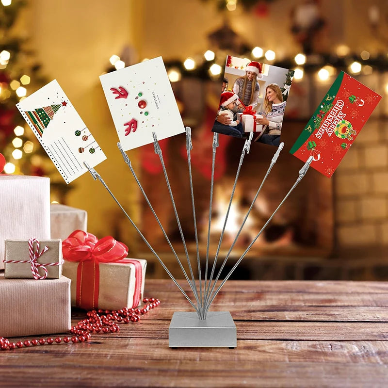 Photo Cube Base 8-Branch Money Trees Card Holder Clips Picture Stand Qme