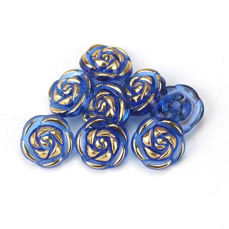 Pcs Durable Acrylic Buttons in Rose Design for Clothing Crafting Qme Dark blue