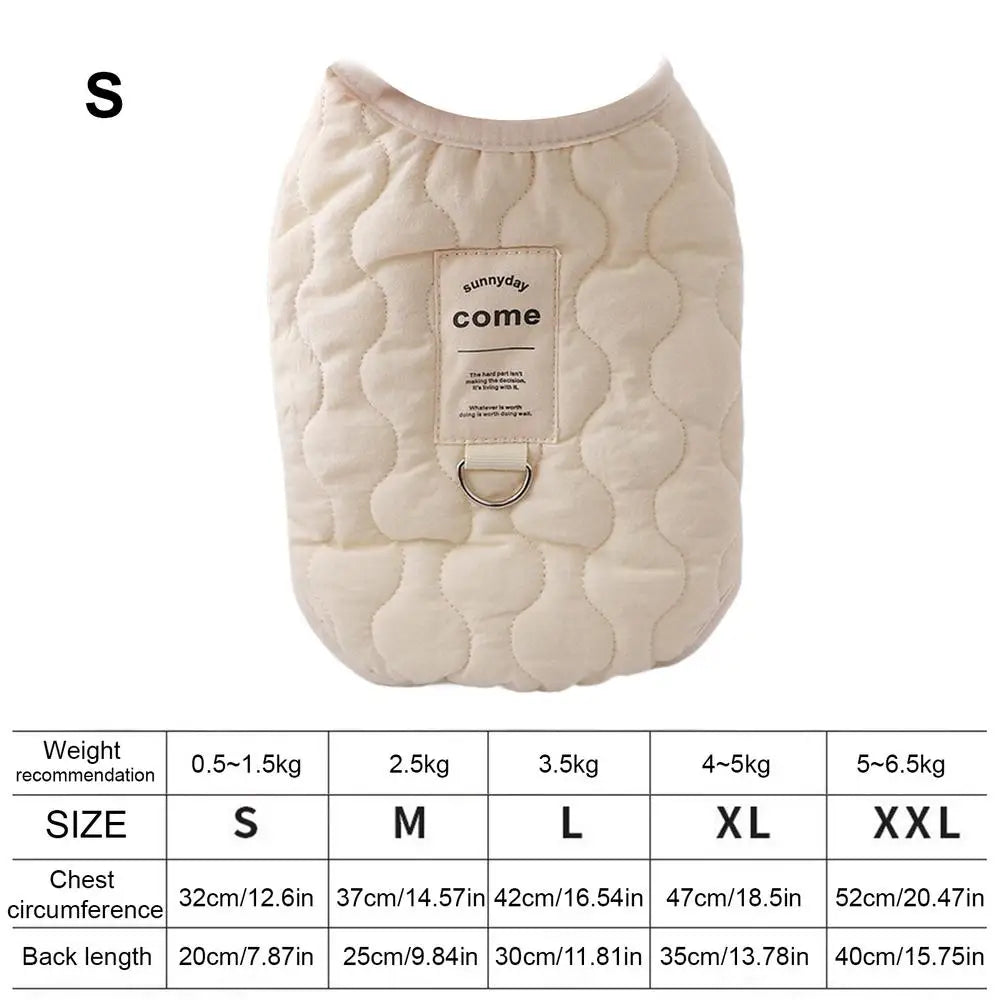 Small Dog Winter Jacket Warm Dog Jacket with Built in Harness Hole Cold Weather Pet Apparel Cozy Snow Vest for Small Dogs Cats Qme Beige S