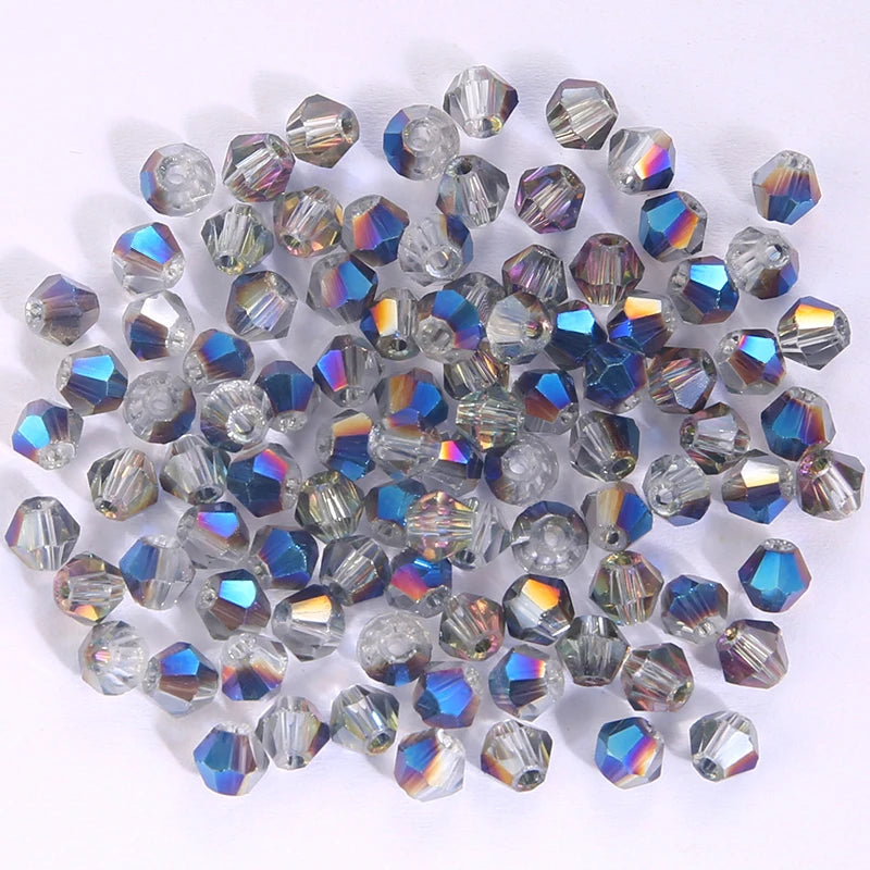 100Pcs 4MM Glass Beads Bicone Shaped Beads Faceted Crystal Beads for Jewelry Making Bracelet Necklace Earrings DIY Beading Qme 23 4MM-100PCS