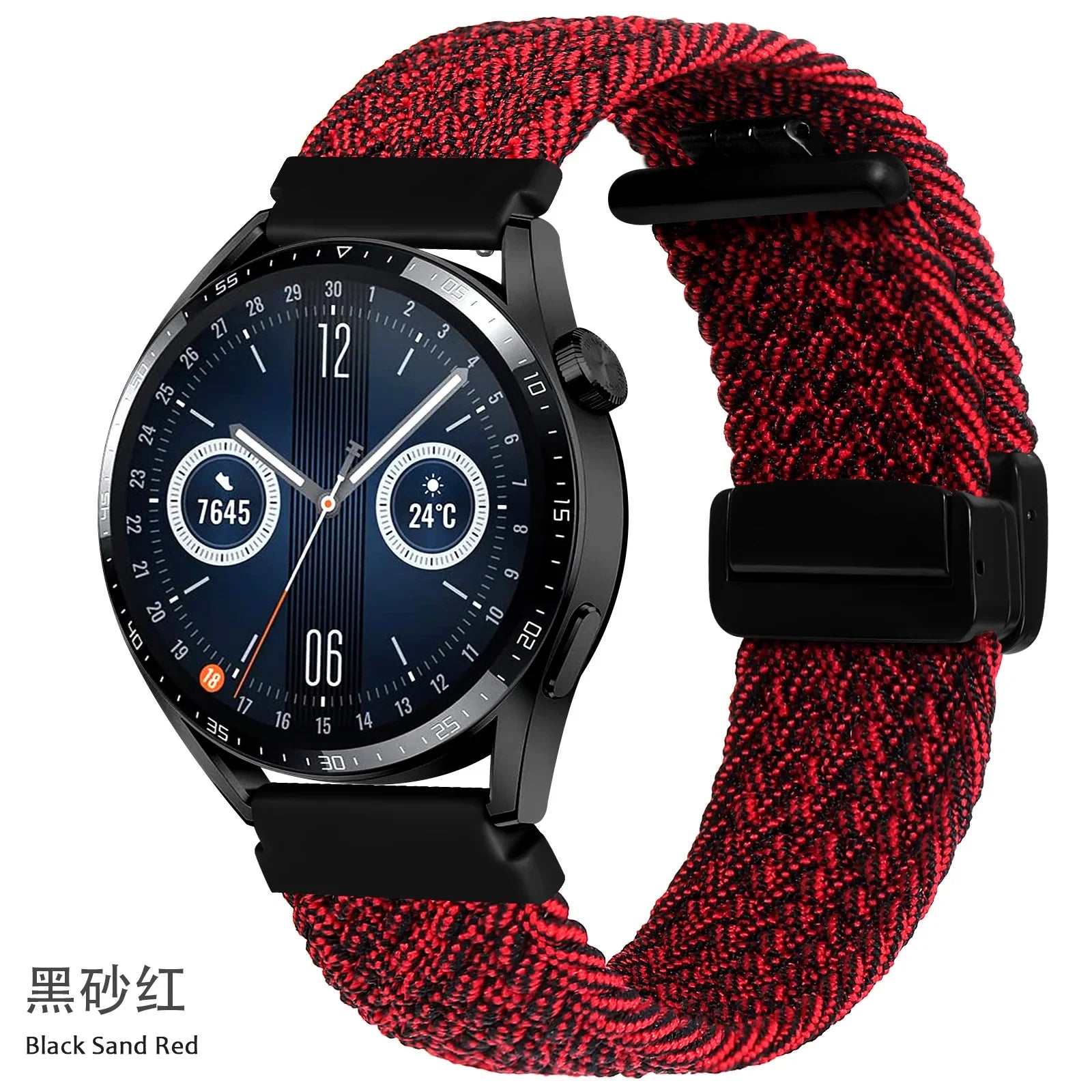 A Adjustable Nylon Braided Watch Strap with Folding Buckle Magnetic Wristband for Samsung Watch 5 6 7 Huawei GT5 GT6 Qme