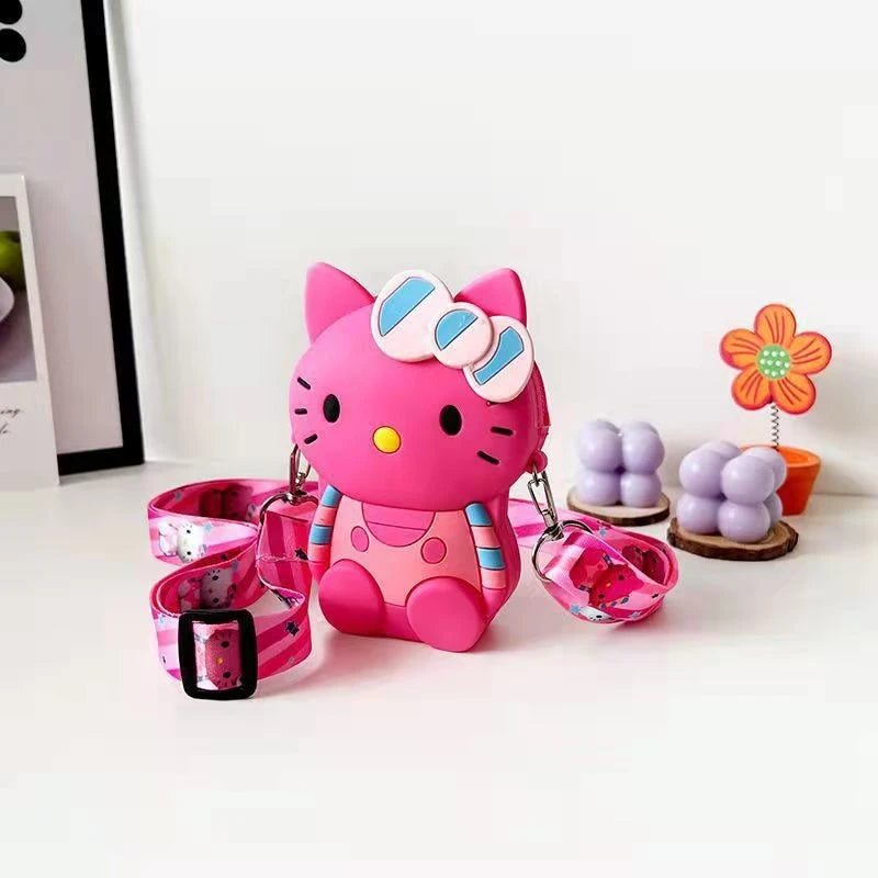 Hello Kitty Cartoon Coin Purse Cute, Instagram-Style Fashion Bags for Students Silicone Crossbody Bag Qme