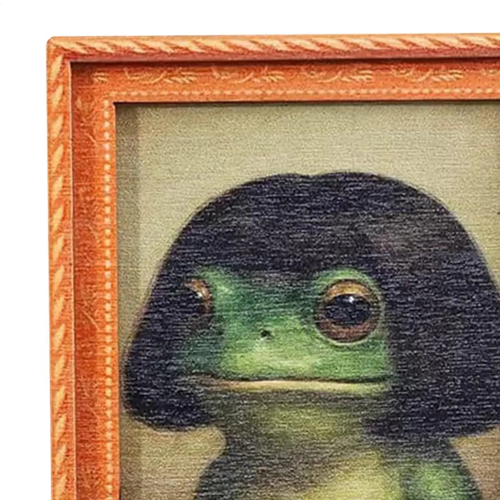 1pcs Fridge Magnet Cute Retro Ornament Wood Artistic Photo Frame Design Frog Magnets For Fridge Home Appliances Kitchen Dorm Qme