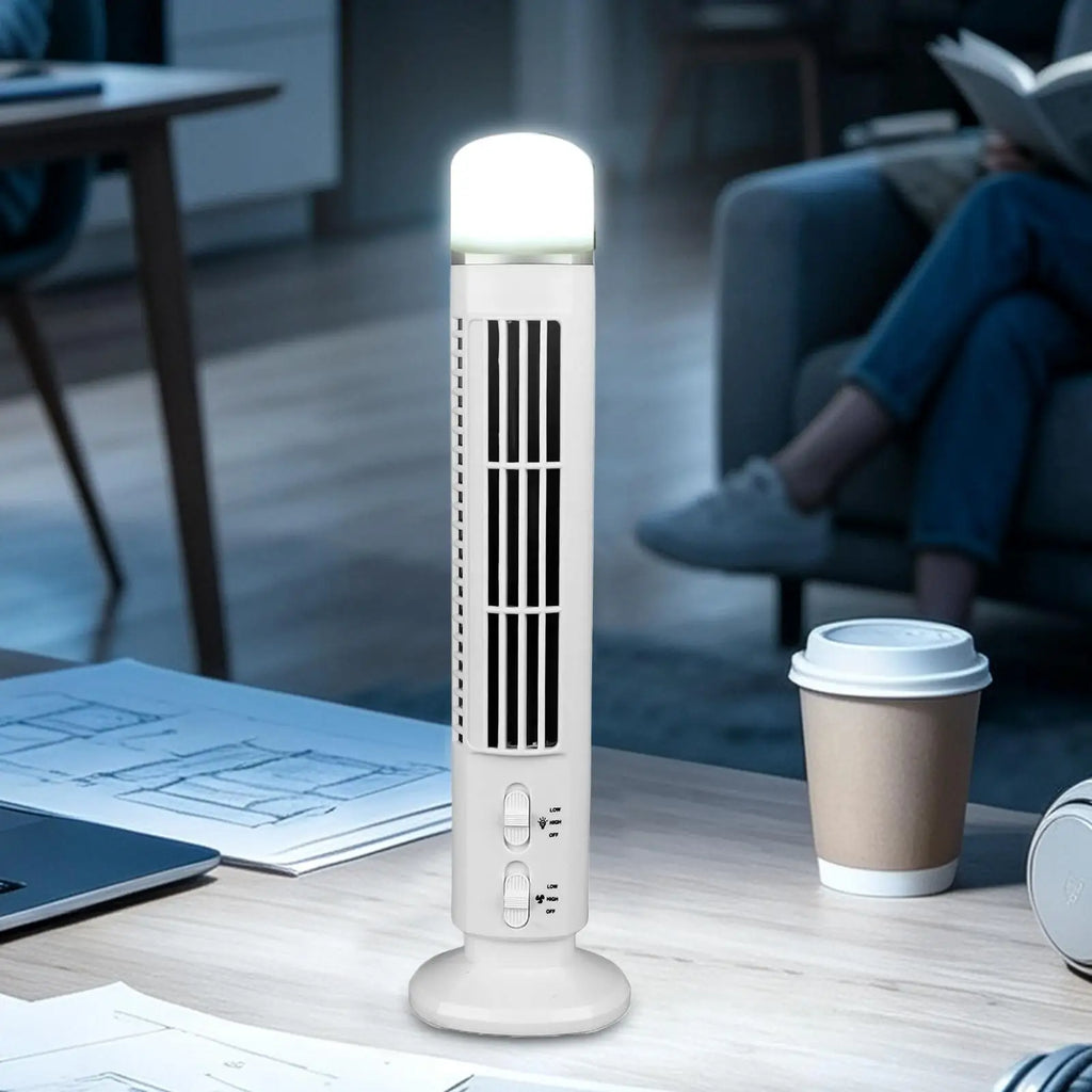 Tower Fan for Bedroom 2-Speed Quiet USB/Battery with Nightlight Portable High Velocity Tower Fan for Bedside Living Room Kitchen Qme