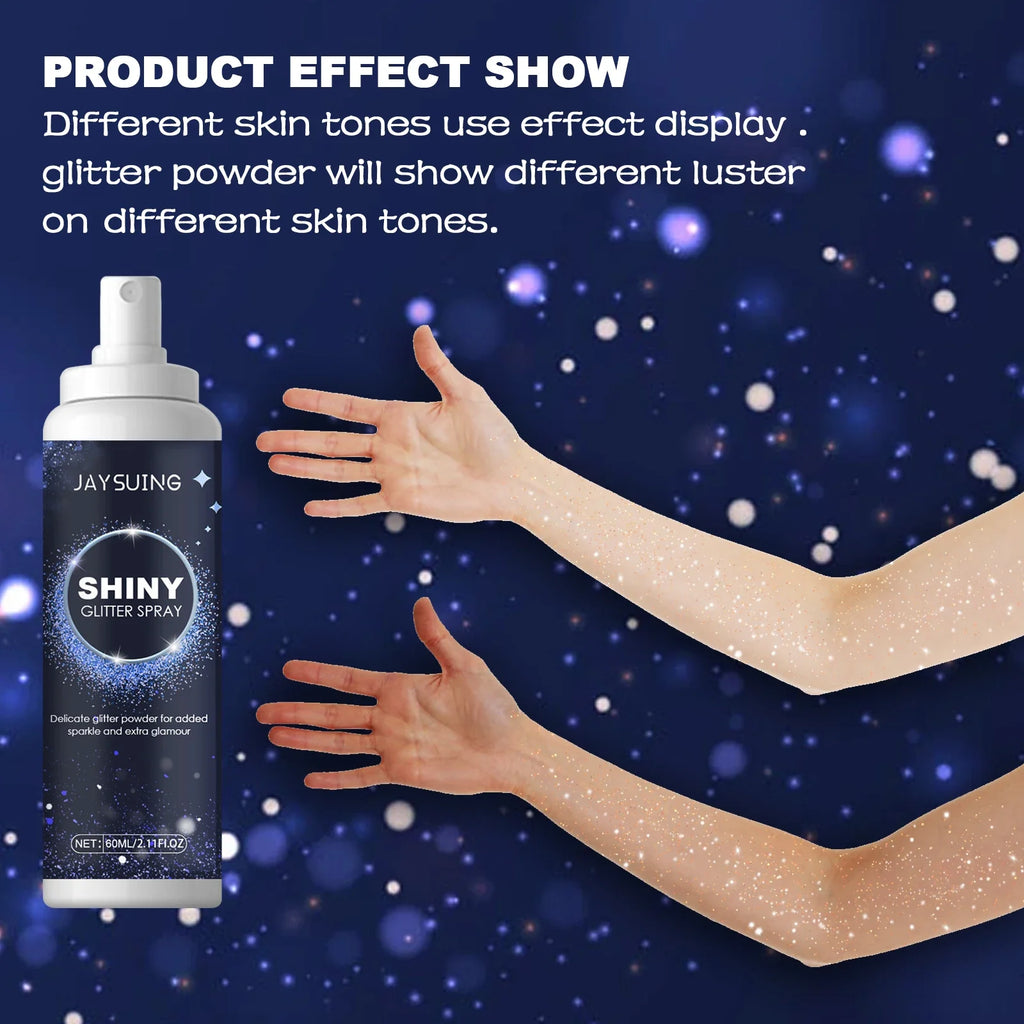 Shiny Glitter Spray Radiant Silver Glitter Spray for Hair &Body Instant Holographic Highlight Sparkling Shimmer Makeup for Party Qme