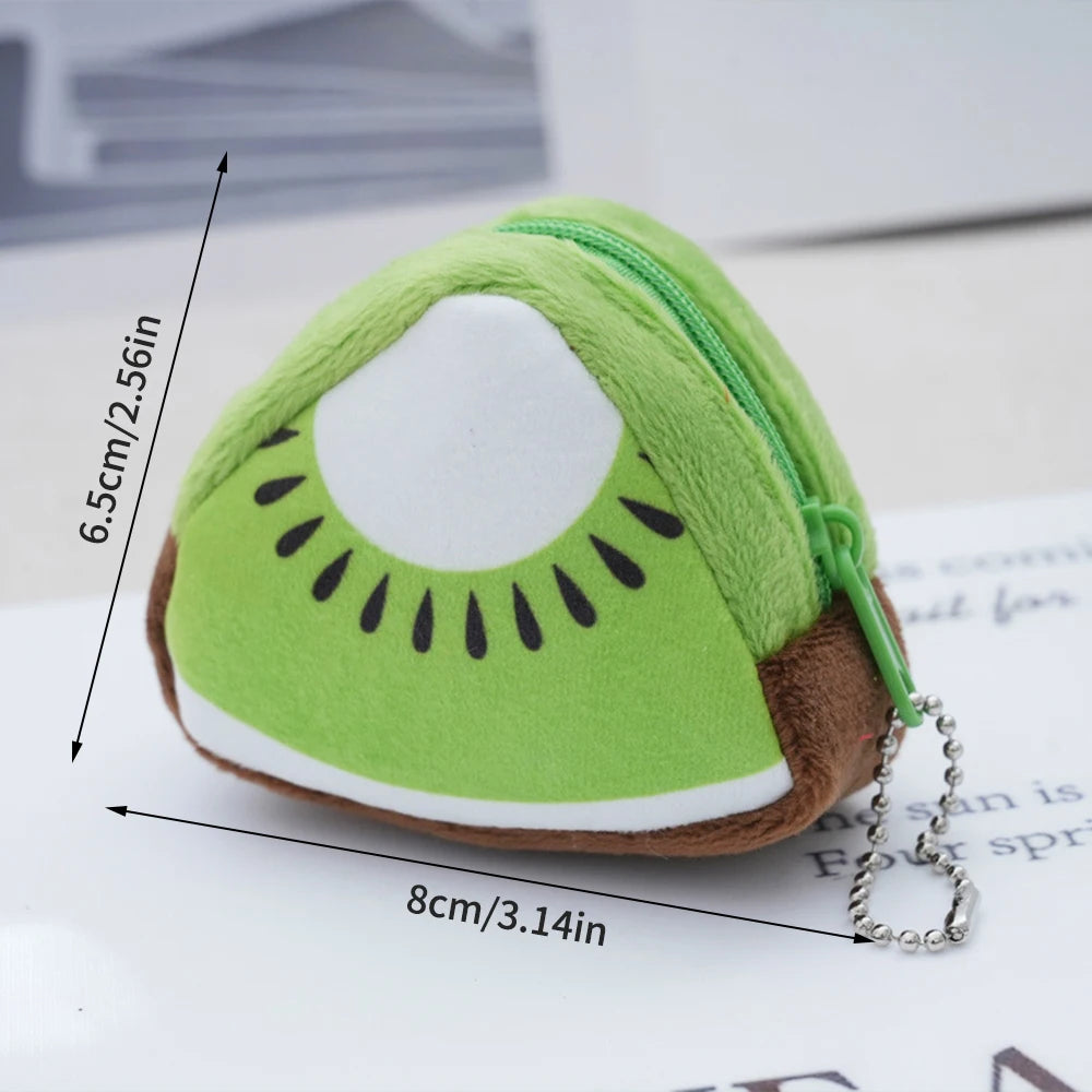 Cartoon Children's Plush Three-Dimensional Triangular Fruit Coin Bag Key Bag Pendant Organizer Bag Qme