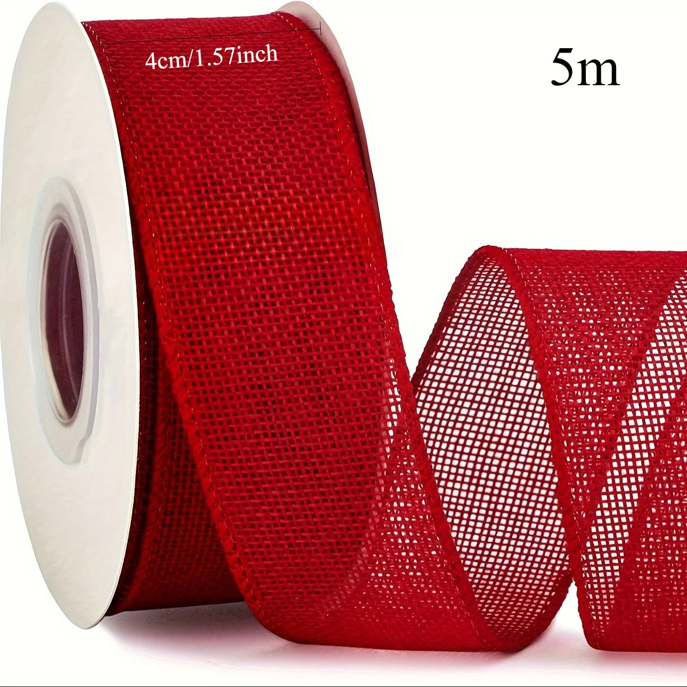 Red Wired Ribbon, Solid Color Ribbon With Edge, Suitable for Mother's Day Bows, Flower Garlands, Outdoor Decorations Qme