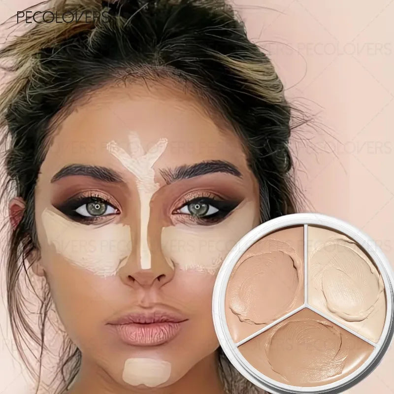 Three-color Facial Concealer Covering Blemishes Spots Waterproof Qme