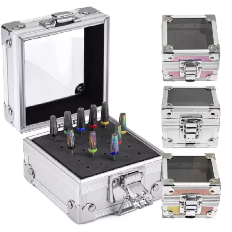 25/40/50 Holes Nail Drill Bits Stand Holder Case Empty Storage Box Milling Cutter Display Container Accessories Acrylic Cover Qme