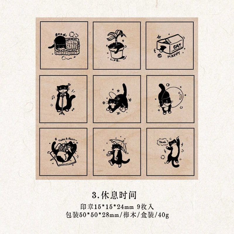 TIANZI Retro Plants Leaf Flower Stamp Set 1pc/9pcs DIY Photo Album Diary Collage Decorative Card Making Plant Vase Seal HandBook Qme C