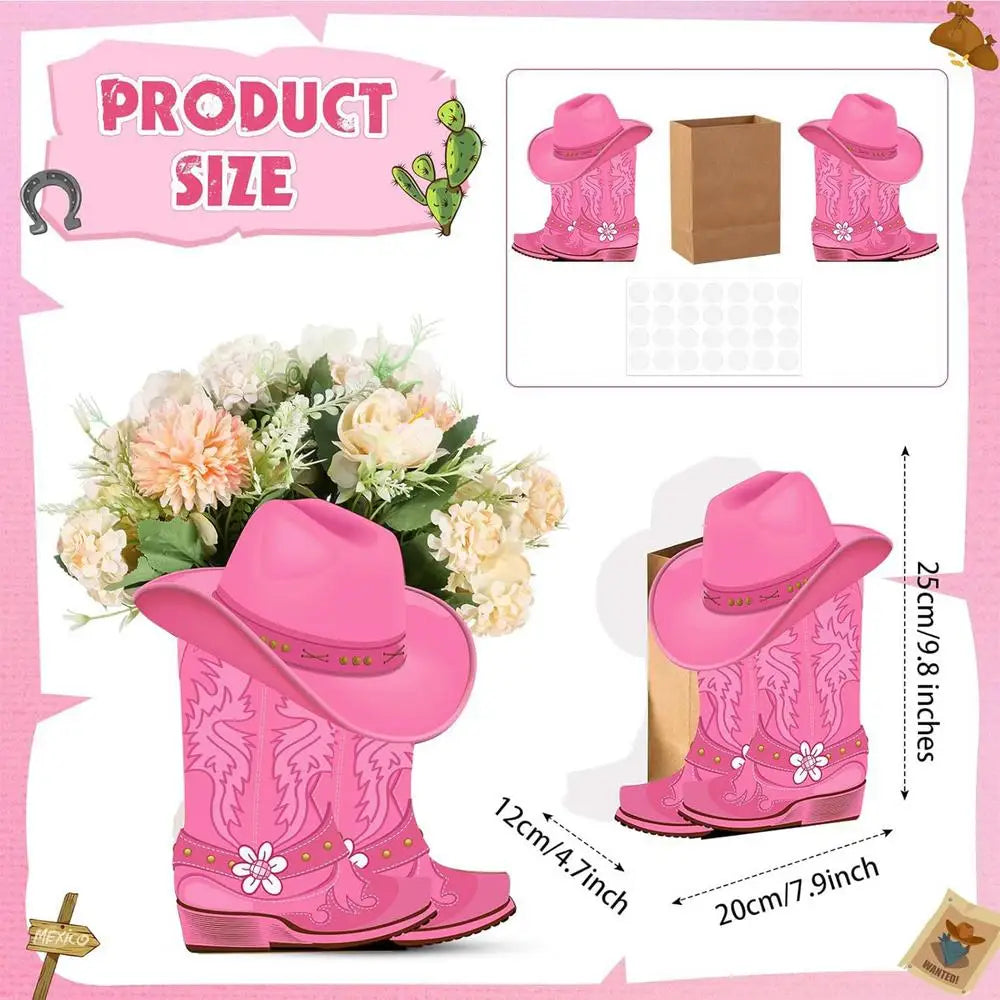 Cowboy Boots Flower Box 8 Western Wedding Decor Boot Shape Boxes Vase Qme Pink China Mainland