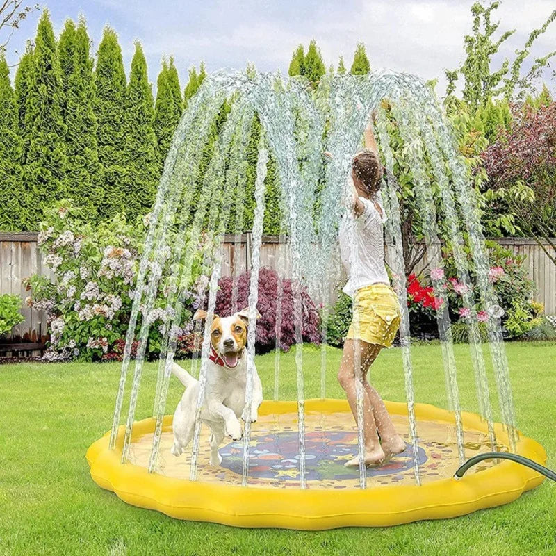 PVC water jet pad 100/170CM yellow ocean sprinkler pad Summer outdoor children's sprinkler fountain interactive toy Qme