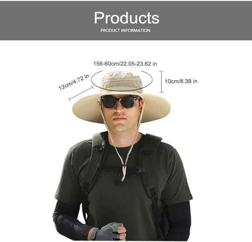 Solar Fan Bucket Hat Lightweight Breathable Wide Brim for Beach Gardening Hiking Rechargeable Via Sun or USB Cable for Men Women Qme