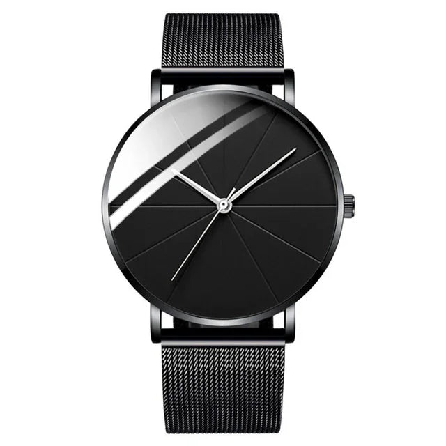 Minimalist Men's Fashion Watches Simple Men Business Ultra Thin Stainless Steel Mesh Belt Quartz Watch relogio masculino Qme 1