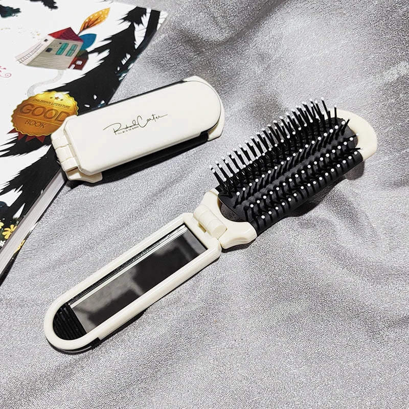 Mini Hair Brush Folding Massage Comb Head Anti-static Portable Travel Qme