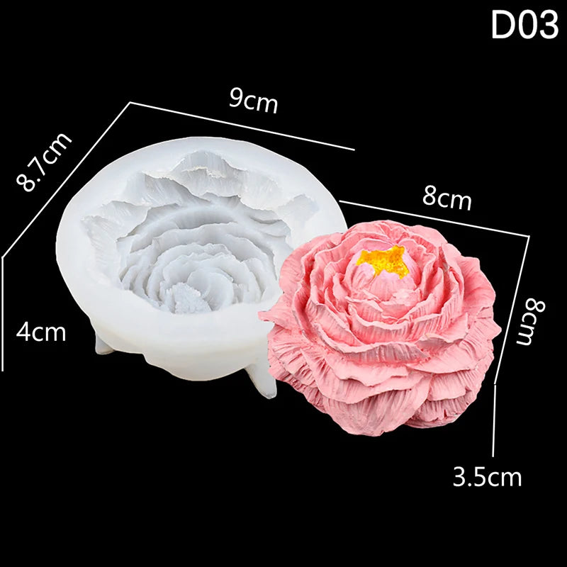 Rose Flower Mold Peony Candle Silicone Cake Chocolate Soap Qme Transparent