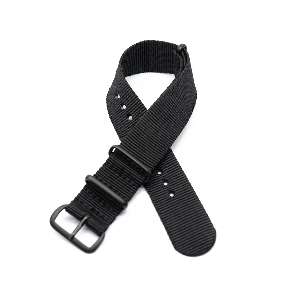 Sports Watch Band Nylon Strap Stainless Steel Black Frosted Buckle