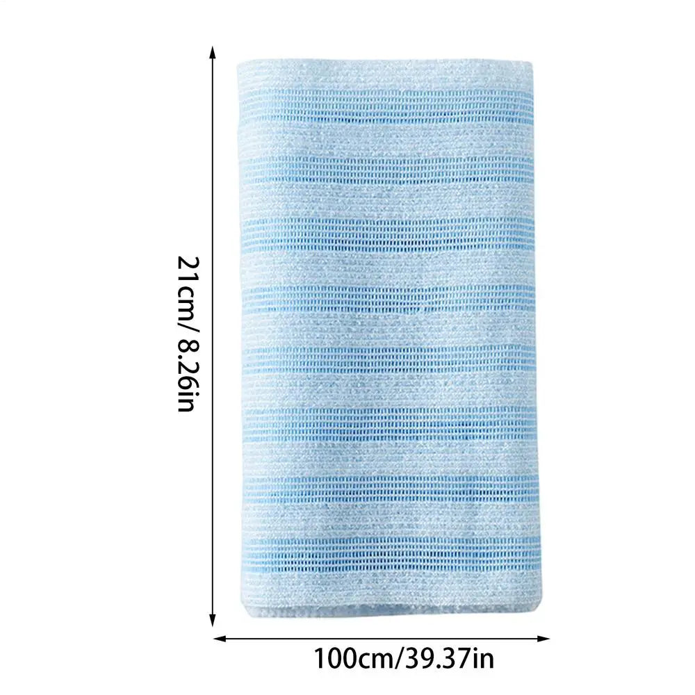 Back Scrubber for Shower Bath Body Exfoliator Wash Cloth Towel Striped Design Cleaning Tool for Home Dormitory Travel Business Qme Blue