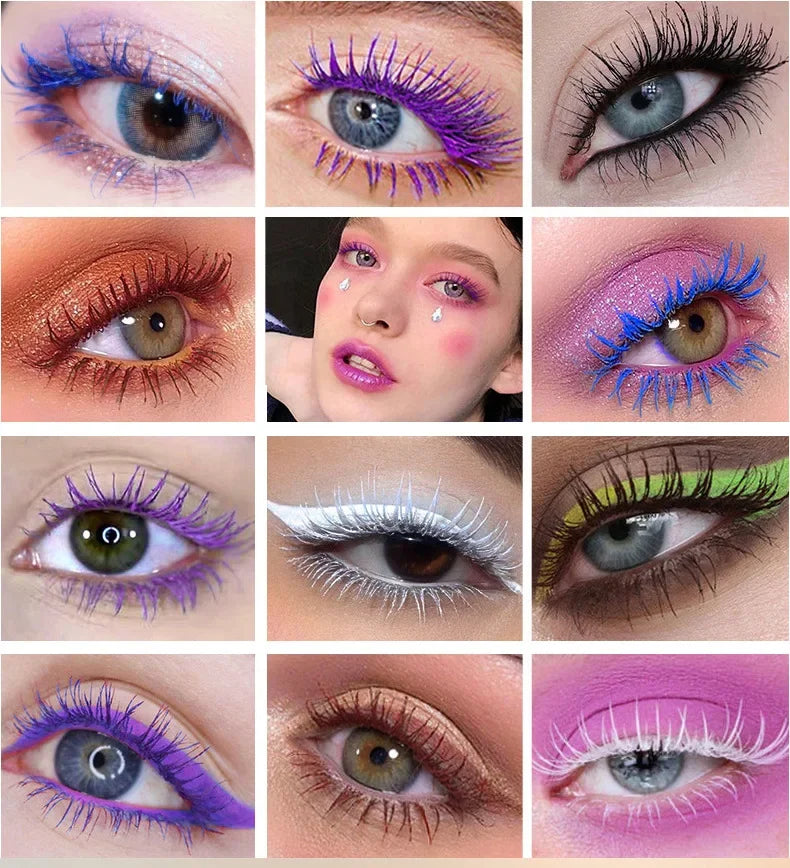 Waterproof Anti-sweat Mascara Lengthens Eyelashes Extension Blue Silk Fiber Mascara Female Non-smudge Mascara Makeup Cosmetic Qme
