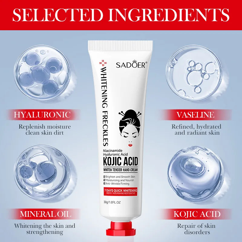 Kojic Acid Hand Cream Dry Cracked Hands Hydrating Moisturizing Qme