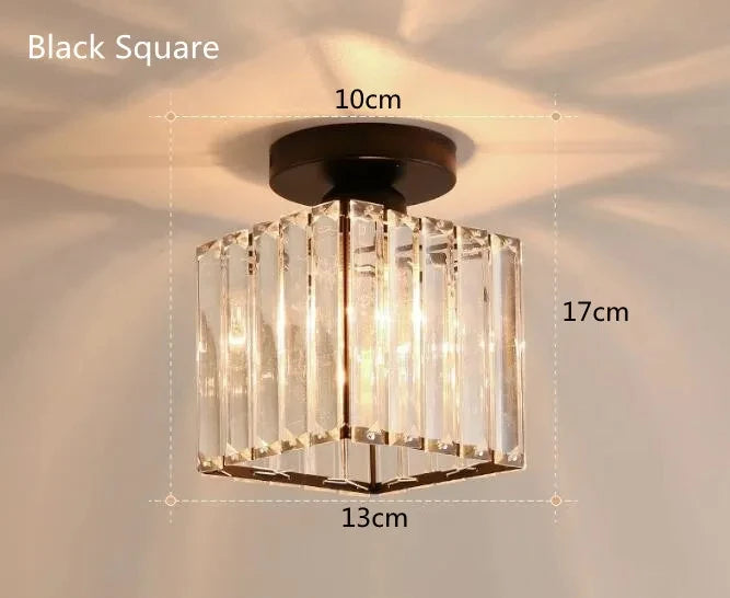 Crystal Ceiling Light Corridor Channel Ceiling Lamp Luxur Balcony Aisle Lamp Home Foyer Track Light Kitchen Ceiling Light Qme Square Black