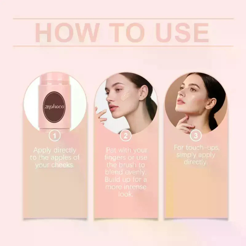 Long Lasting Pink Blush Stick Dual Ended Design Multipurpose Makeup Qme