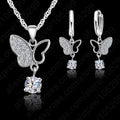 New Bridal Jewelry Sets S925 Sterling Silver Color Mosaic Butterfly CZ Crystal Pave Necklace Pendant Hoop Earrings Nice Gift Qme Default Title