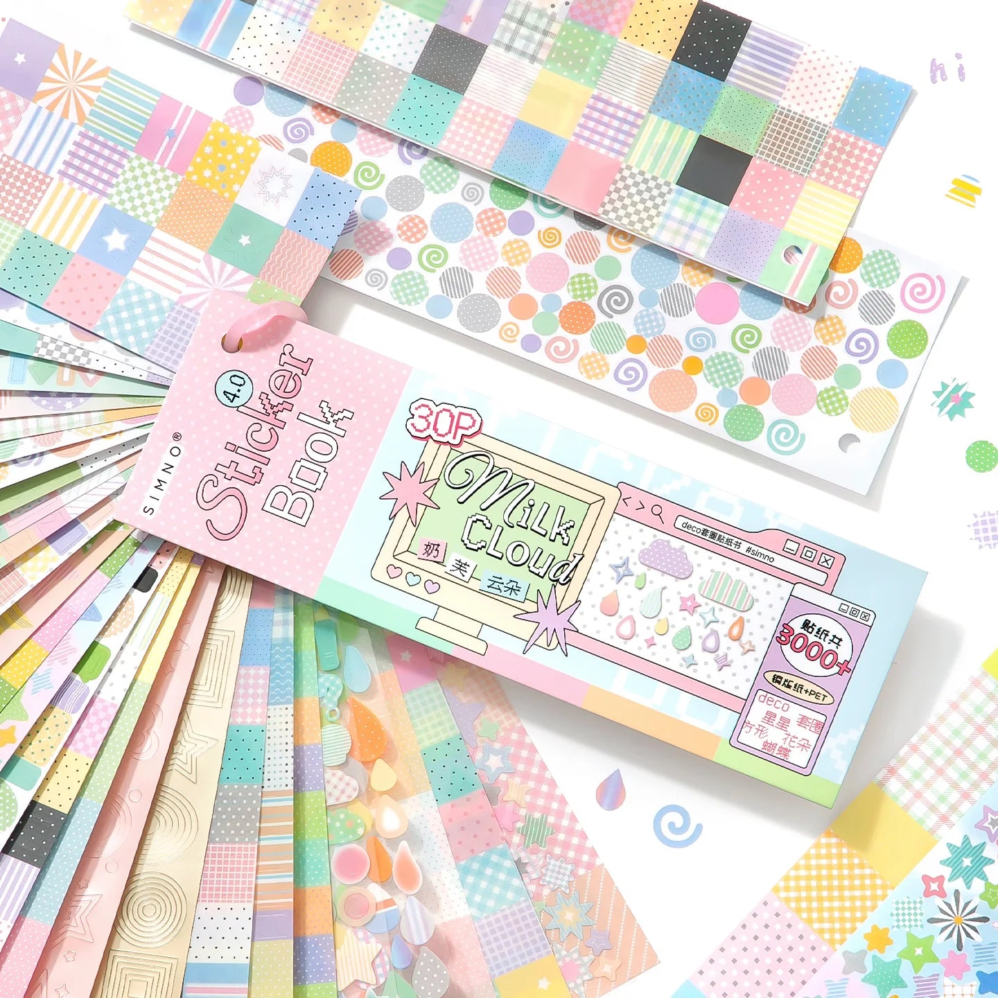 30/60 Pcs Color Card Die Cut Stickers Book Japanese Stationery Fundamentals 4.0 Series Handmade Decorative Scrapbooking Supplies Qme