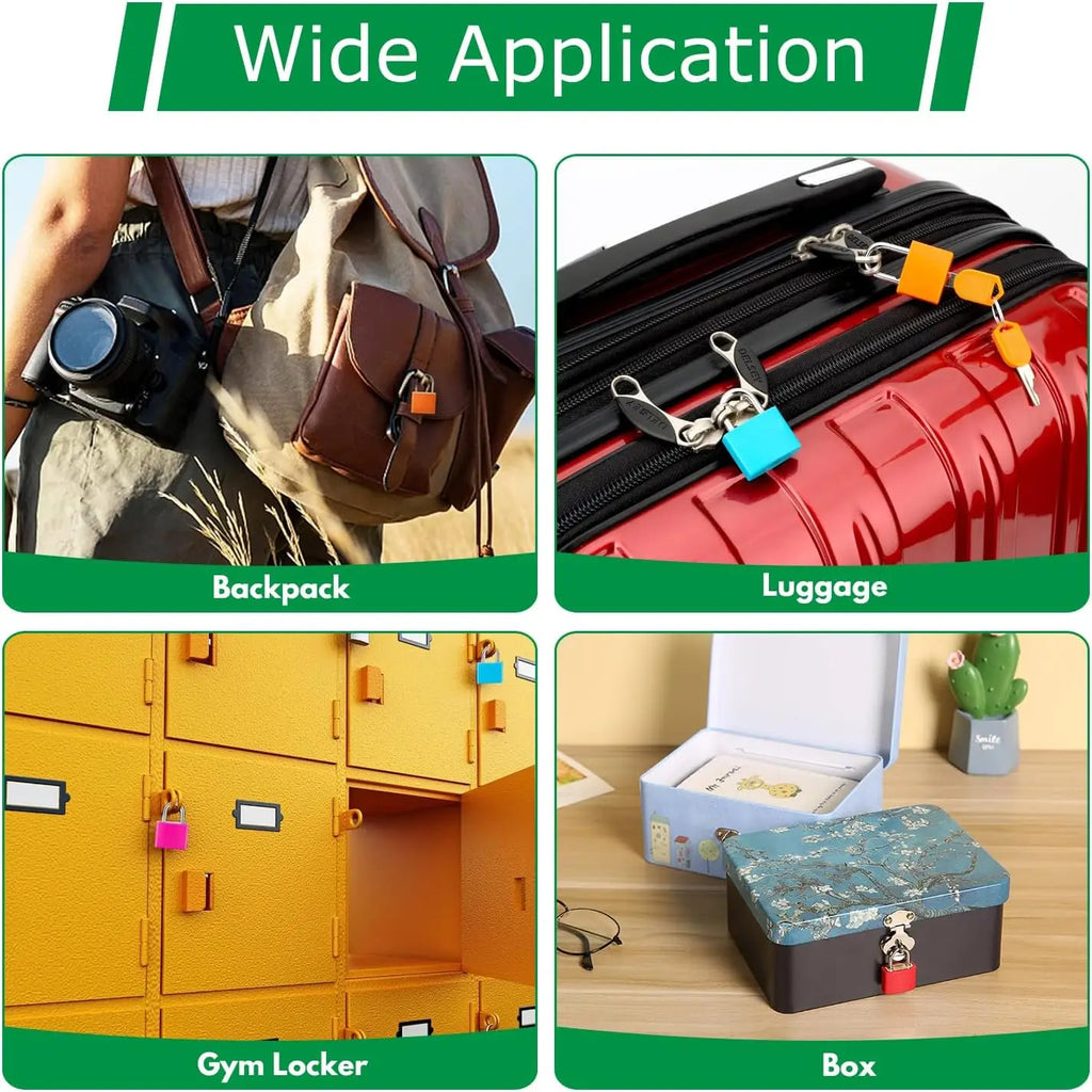 Luggage Lock With Key, Small Luggage Padlock Metal Padlock Mini Key Padlock Suitable for School Gym Classroom Pairing Games Qme