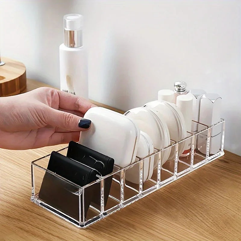 1pc transparent powder eyeshadow cosmetic storage box for cosmetics, lipstick, powder, cake organizer, plastic, desktop storage Qme