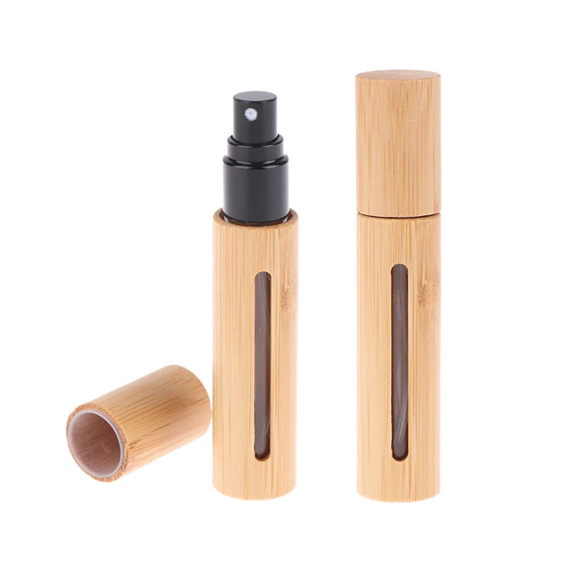 Refillable Empty Bamboo Spray Bottles Mini Fragrance Containers Qme