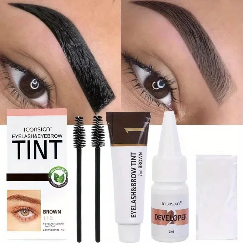 Eyelash Eyebrow Dye Tint Kit Fast Tint Brow Dye Gel Eyebrow Cream Black/Brown/Coffee Brow Enhancers Mascara Makeup Tool Qme