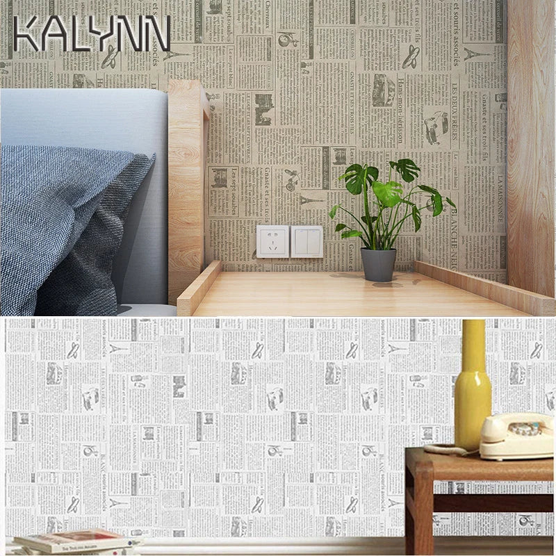DIY Stickers 10m Old Newspaper Self Adhesive Wallpaper Countertops Qme