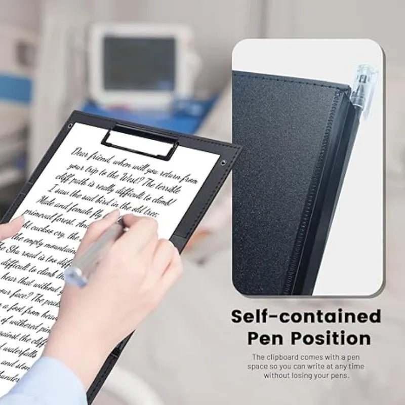 3-Layer Foldable Nursing Clipboard Pocket Pen Holder Elastic Band Qme