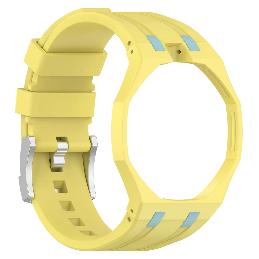 Change to Wristwatch Strap + Case for Swatch x AP Royal pop Pocket Watch PC Case+Silicone Band 2 In 1 Wriststrap Accessories ﻿ Qme Yellow 12