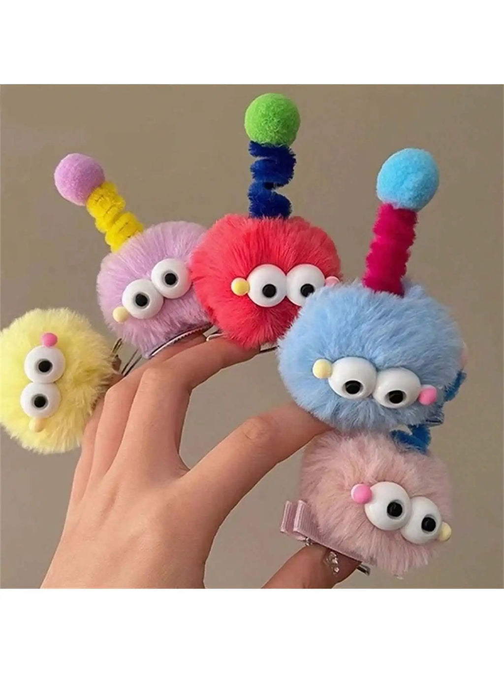 Women's Hair Clips Colorful Cute Furry Baby Coal Balls Soft Cartoon Qme