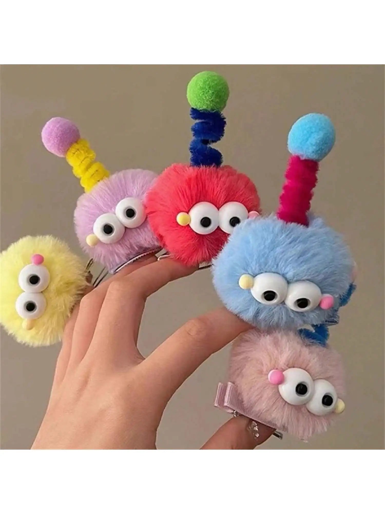 Women's Hair Clips Colorful Cute Furry Baby Coal Balls Soft Cartoon Qme