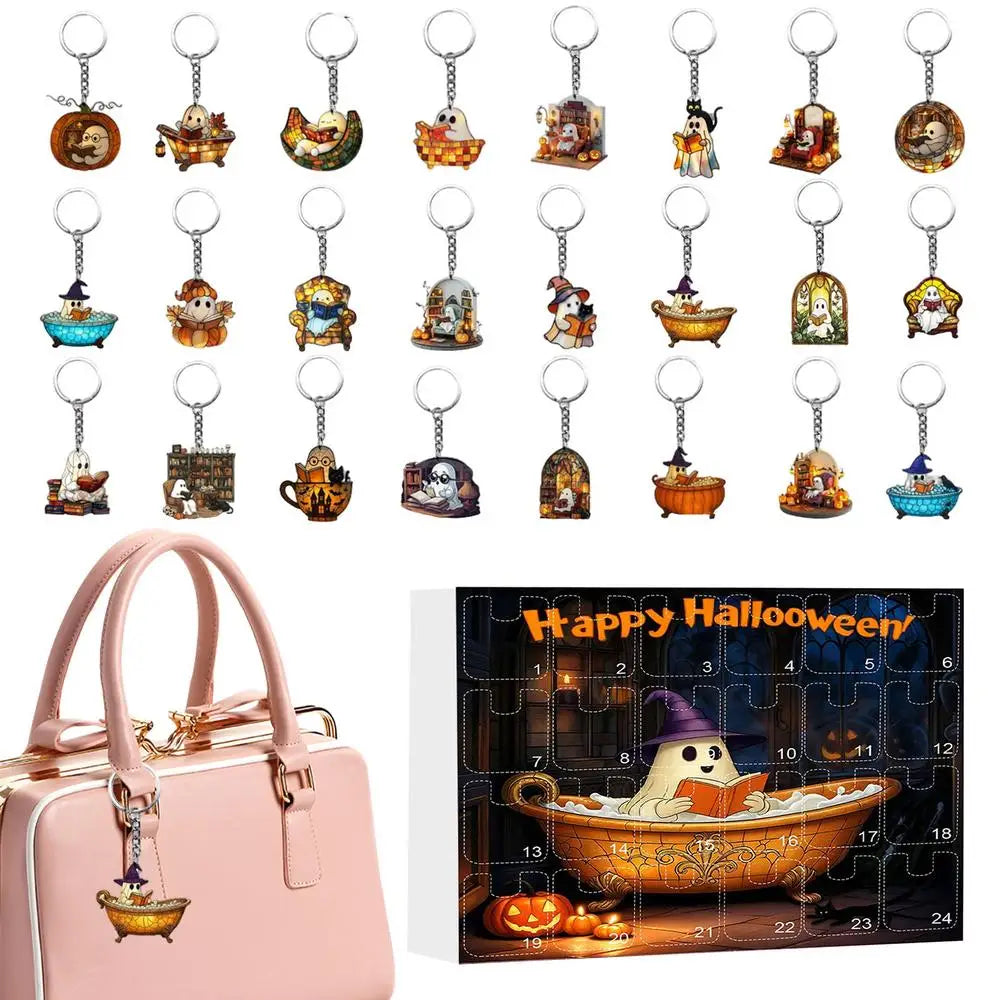 2025 Halloween Count Down Calendar Countdown 24 Keychain Pendants 2D Qme Model C China Mainland 27x18.5x3.5cm