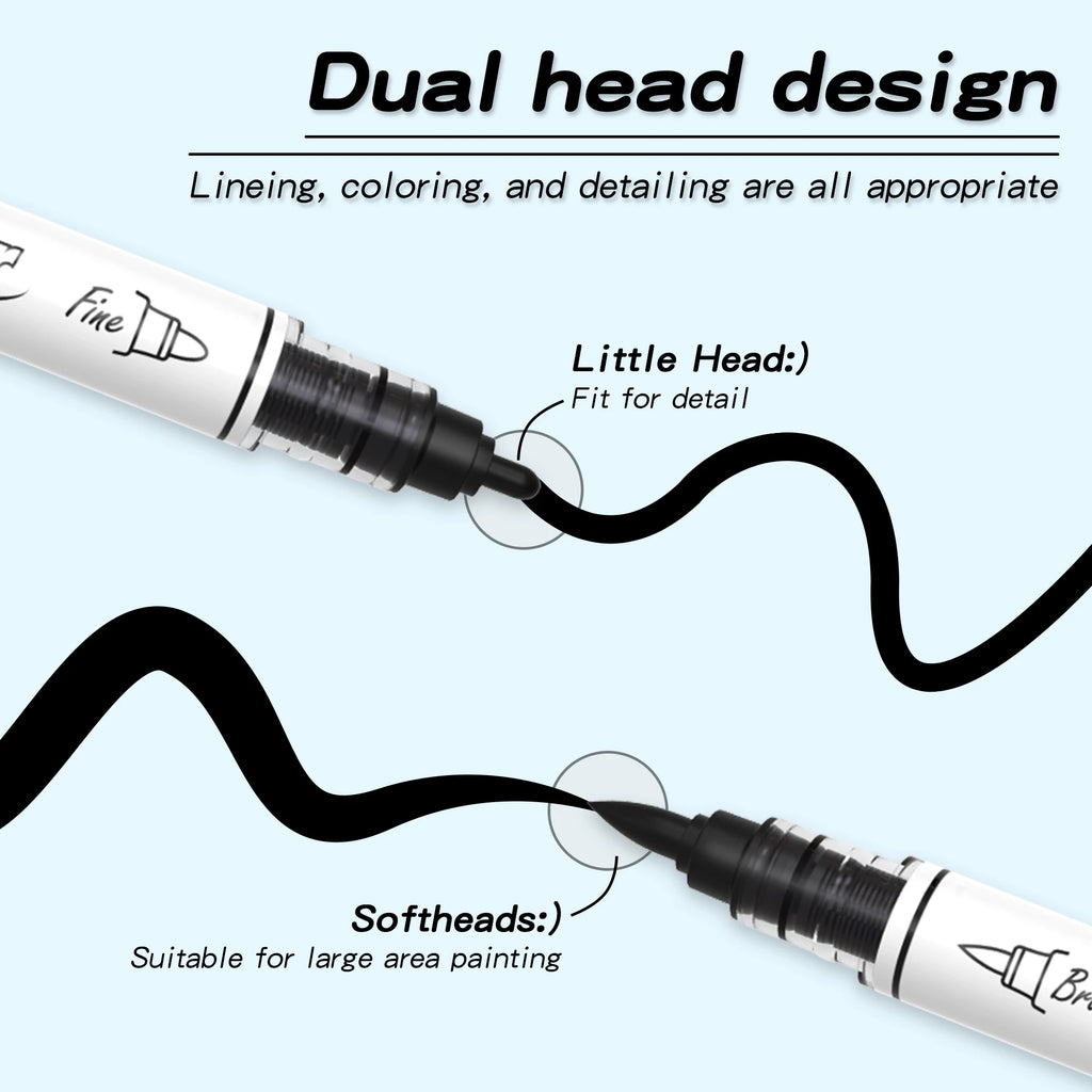 Black/White Dual Tip Acrylic Markers Pens , Premium Acrylic Paint Pens for Canvas, Stone, Glass, DIY Crafts Qme