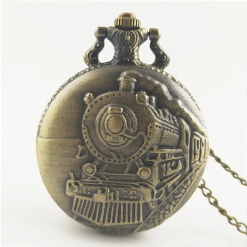Vintage pocket watch large vintage train and truck series pocket watch for men and women, student watch hanging watch Qme 6
