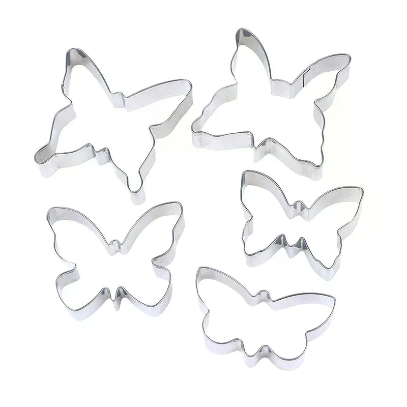 5Pcs/Set Stainless Steel Biscuit Mold Set Butterfly Cookie Cutter DIY Cake Decoration Tool Chocolate Pastry Baking Snacks Mold Qme
